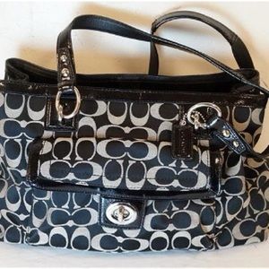 Authentic Coach Signature Canvas Leather Penelope Tote Shoulder Bag